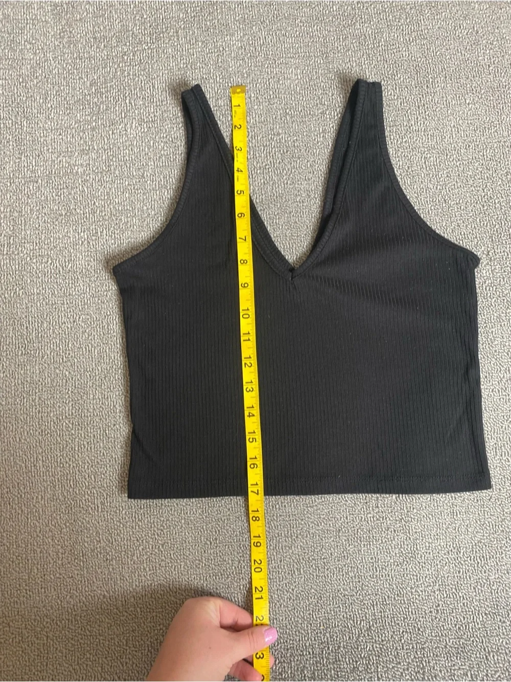 Abound Black Ribbed V-Neck Crop Top